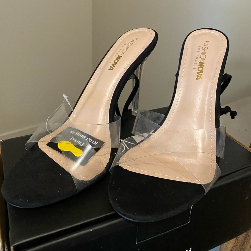 Clear and black stilettos